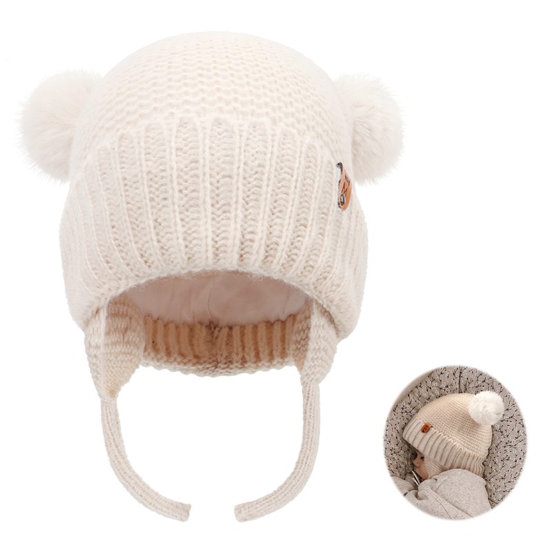 Infant Beanie Hat With Ears - Gorro de lana para bebé, bonito