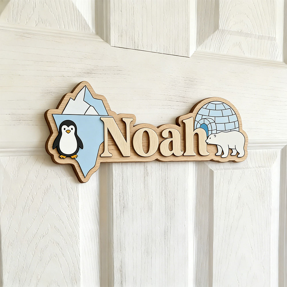 Nursery - Letrero Personalizado con Nombre de Pingüino