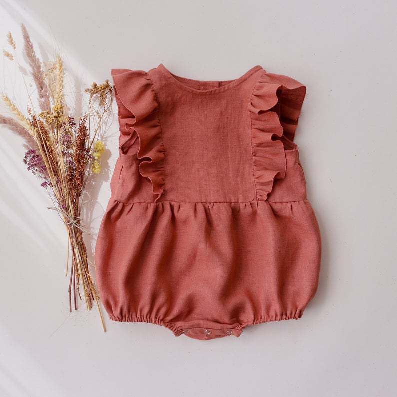 Baby Summer Linen Sleeveless Jumpsuit - Pelele de lino y algodón para