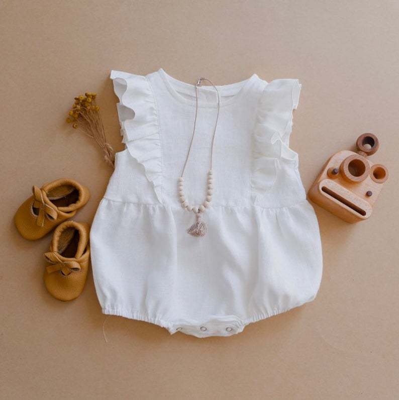 Pelele de lino y algodón para  - Baby Summer Linen Sleeveless Jumpsuit reseña y precio