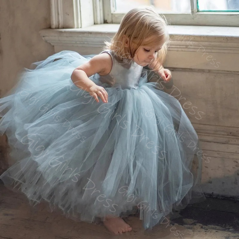Vestido de niña de flores azul - Toddler Girl Tulle Party Dress reseña y precio