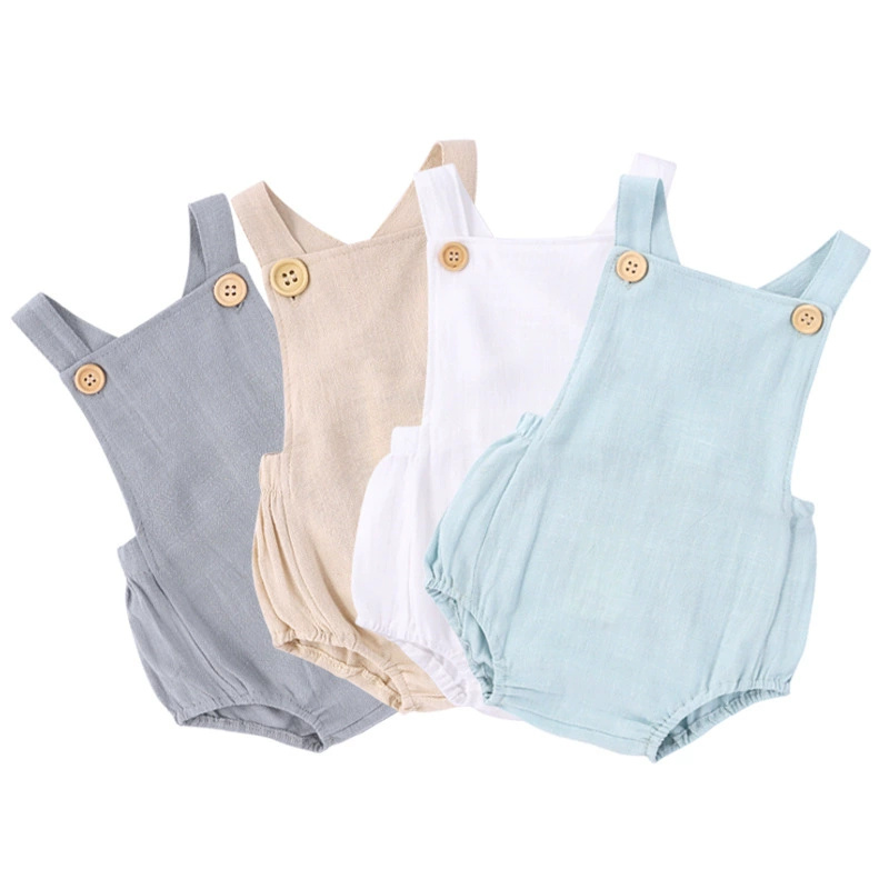 2025 verano recién nacido bebé - Baby Summer Linen Sleeveless Jumpsuit reseña y precio
