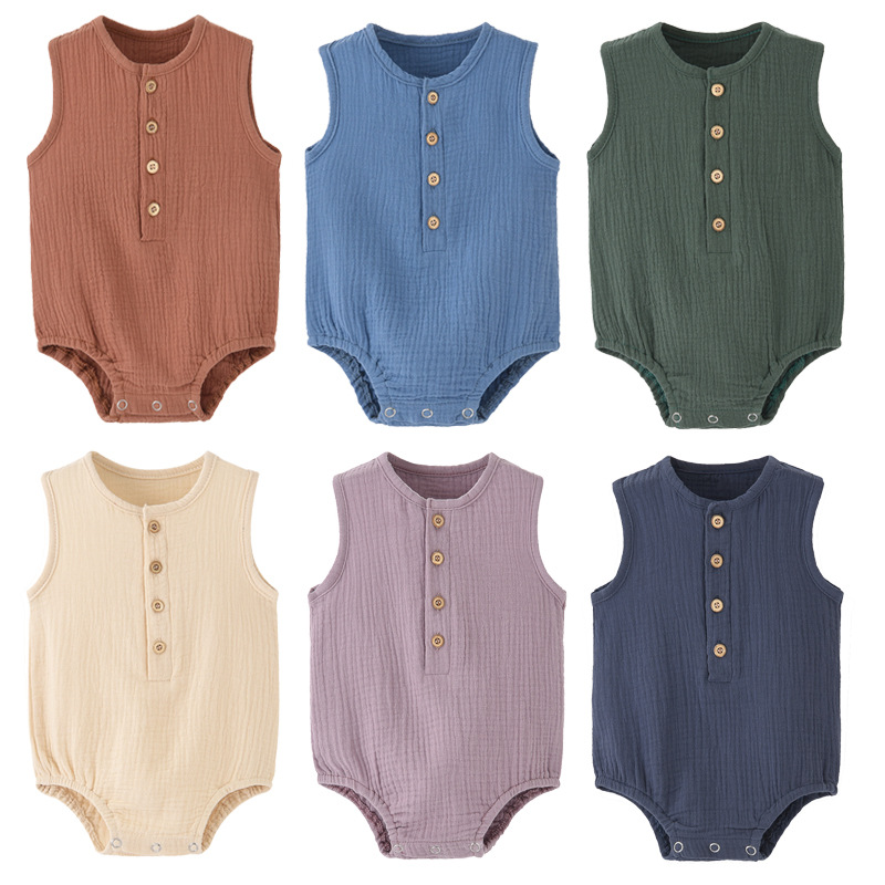 Body de lino 100% algodón para - Baby Summer Linen Sleeveless Jumpsuit reseña y precio